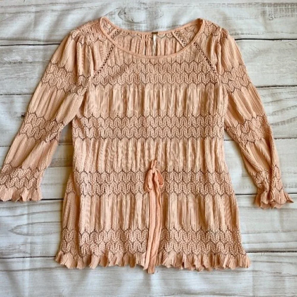 Free People Fire Island Knit Blouse Size M